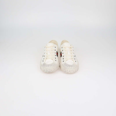 Gucci White Canvas Web Julio Low Top Sneakers