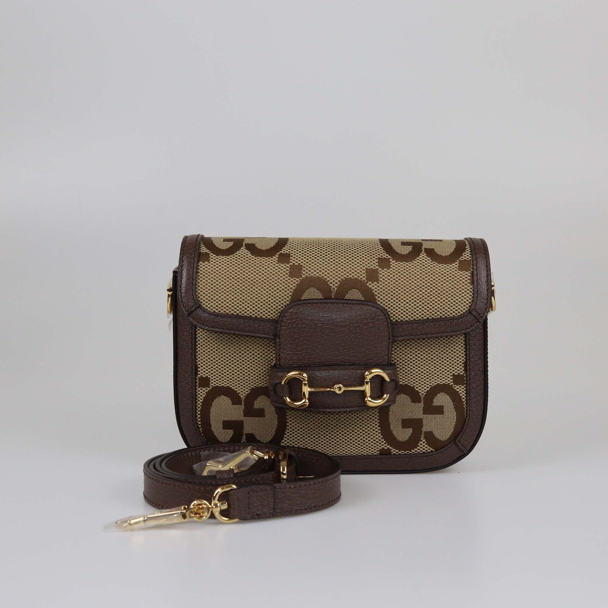 Gucci Brown/Beige Jumbo GG Mini Horsebit 1955 Shoulder Bag Womens Gucci 