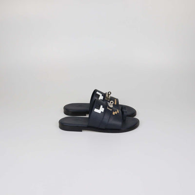 Hermes Multicolor Marine Epsom Leather Joke Flat Sandals