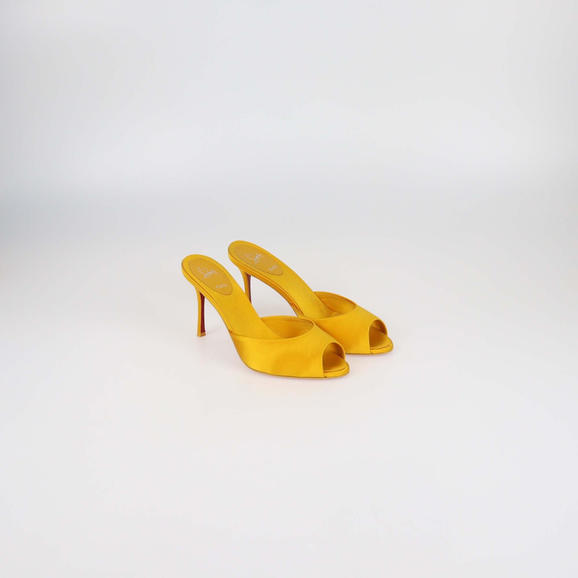Christian Louboutin Yellow Satin Me Dolly Slide Sandals Womens Christian Louboutin 