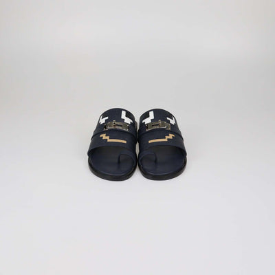Hermes Multicolor Marine Epsom Leather Joke Flat Sandals