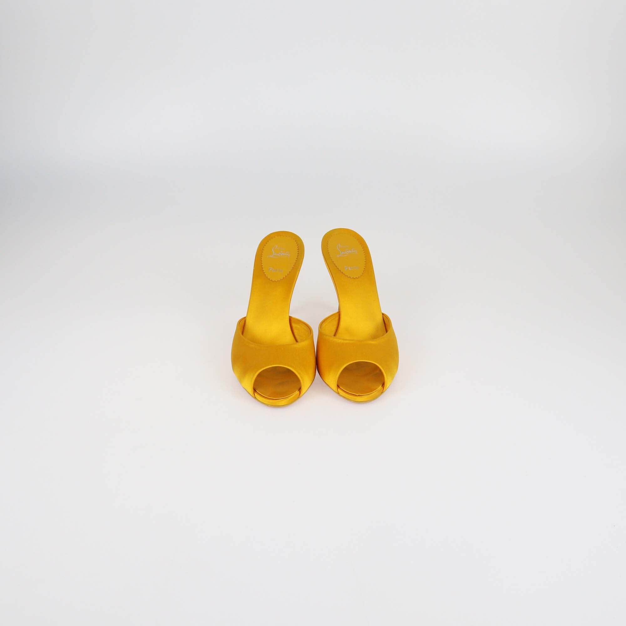 Christian Louboutin Yellow Satin Me Dolly Slide Sandals Womens Christian Louboutin 