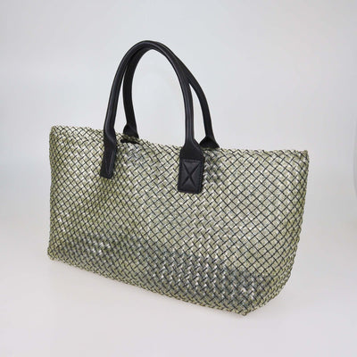 Bottega Veneta Black/Clear Woven PVC and Leather Large Limited Edition 241/500 Cabat Tote