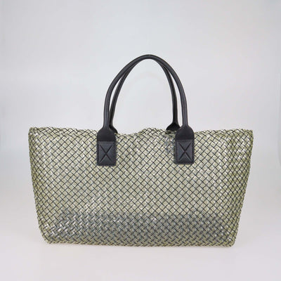 Bottega Veneta Black/Clear Woven PVC and Leather Large Limited Edition 241/500 Cabat Tote