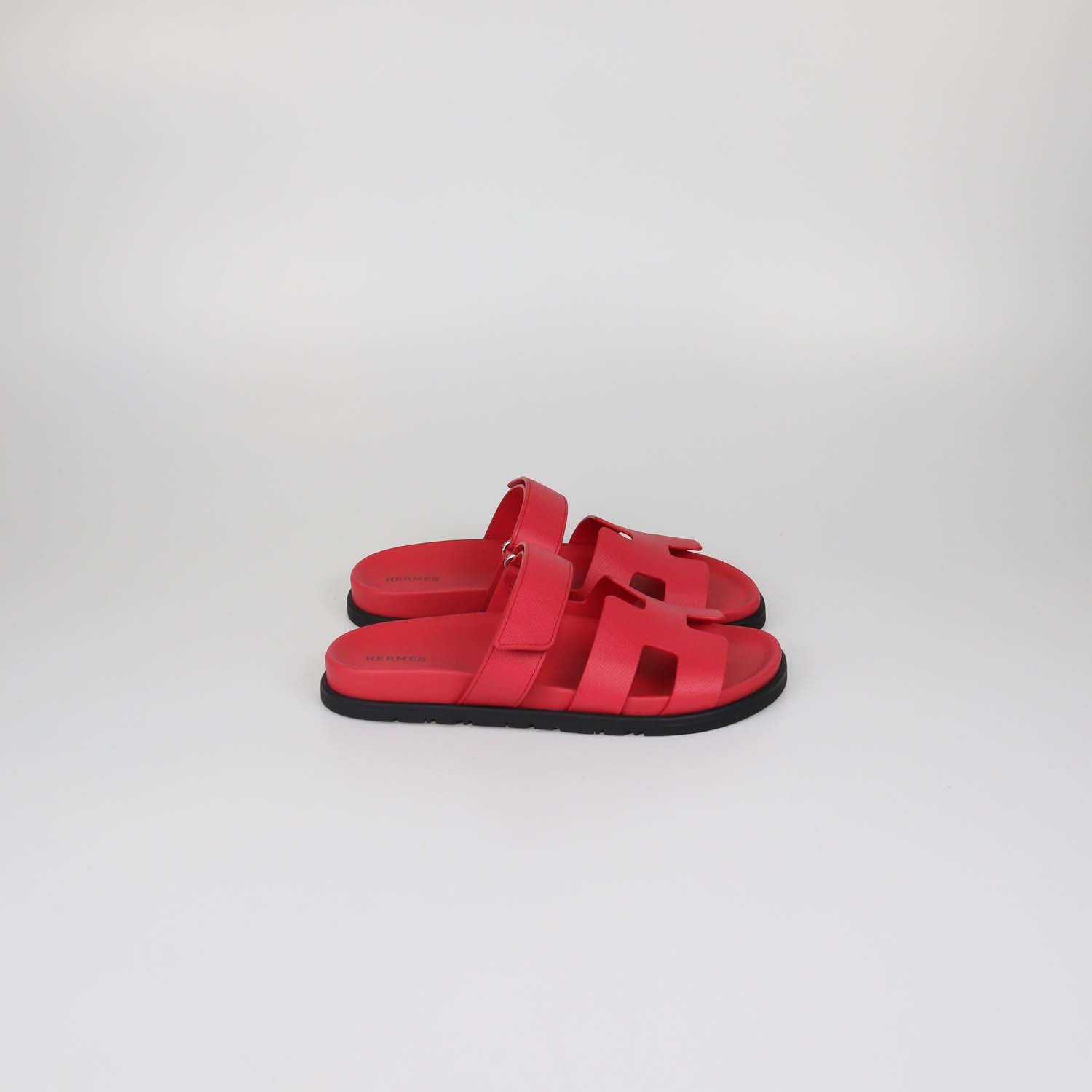 Hermes Rose Grenade Epsom Leather Chypre Sandals
