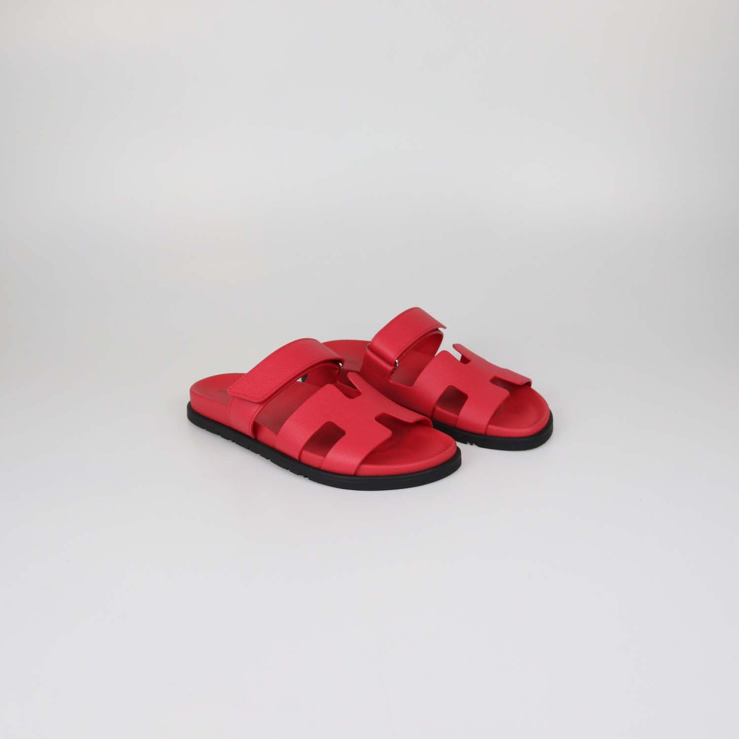 Hermes Rose Grenade Epsom Leather Chypre Sandals