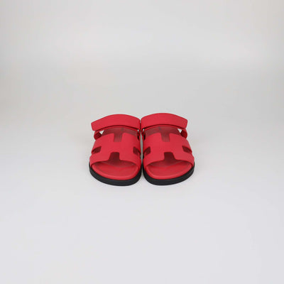 Hermes Rose Grenade Epsom Leather Chypre Sandals