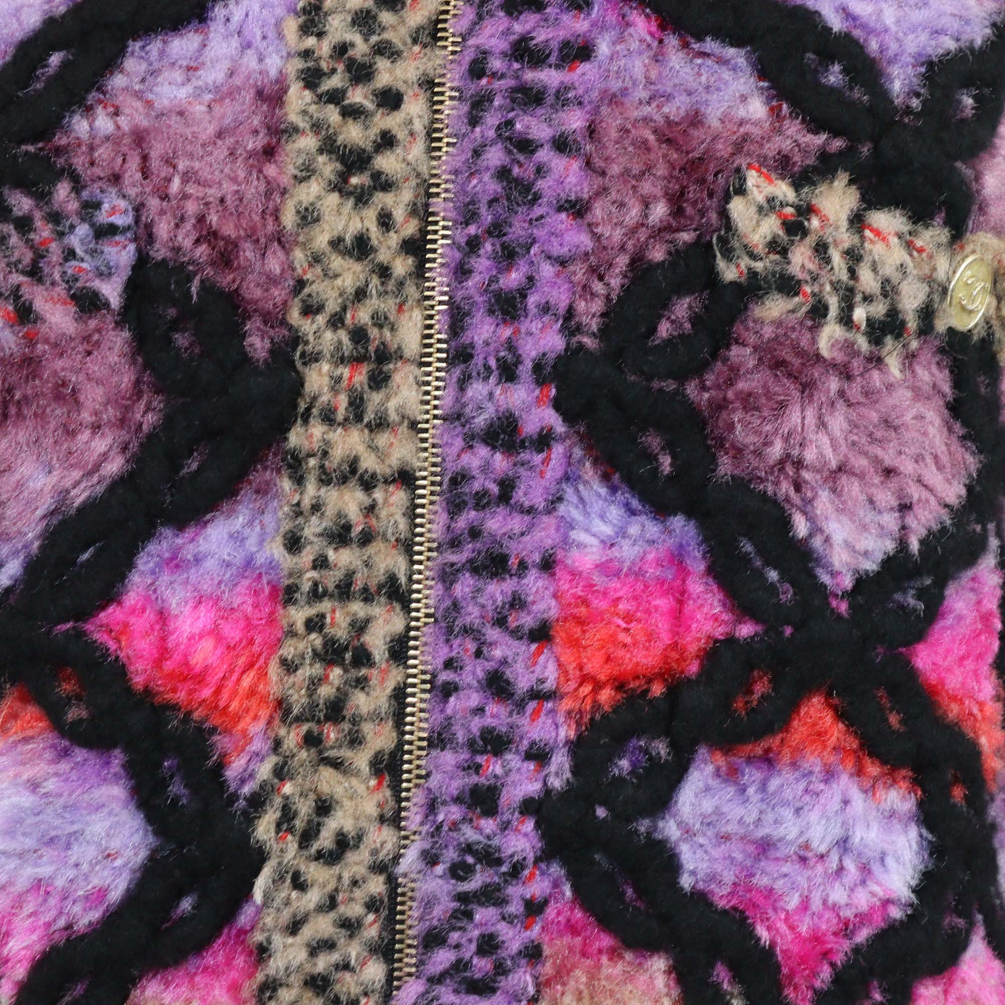 Chanel Multicolor Blend Viscose Boa Blouson Zip Jacket