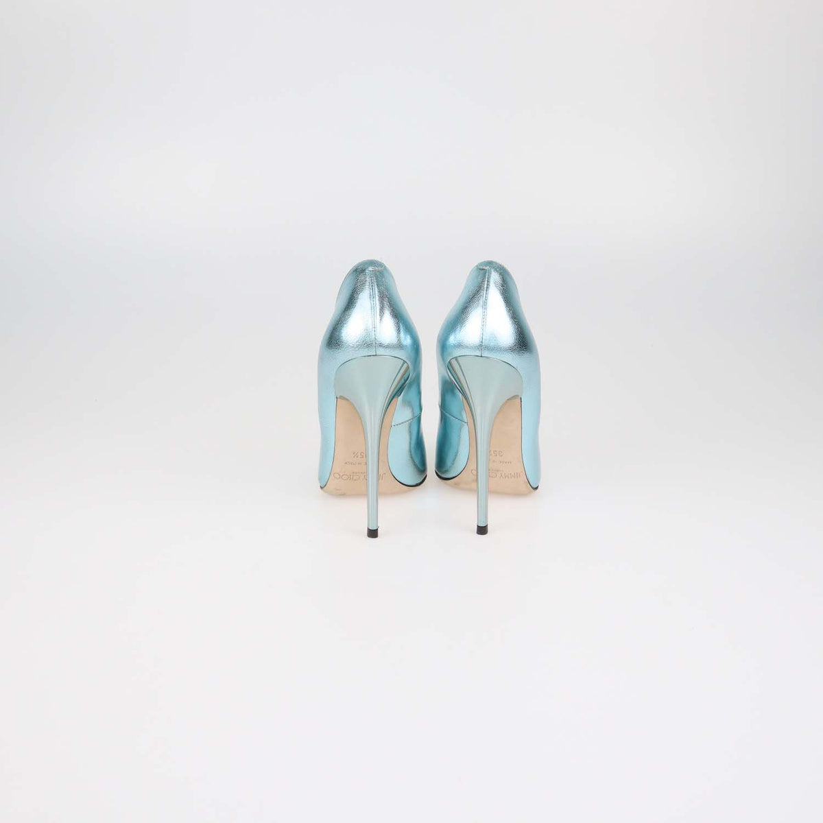 Jimmy Choo Metallic Blue Textured Leather Pointed Toe Pumps