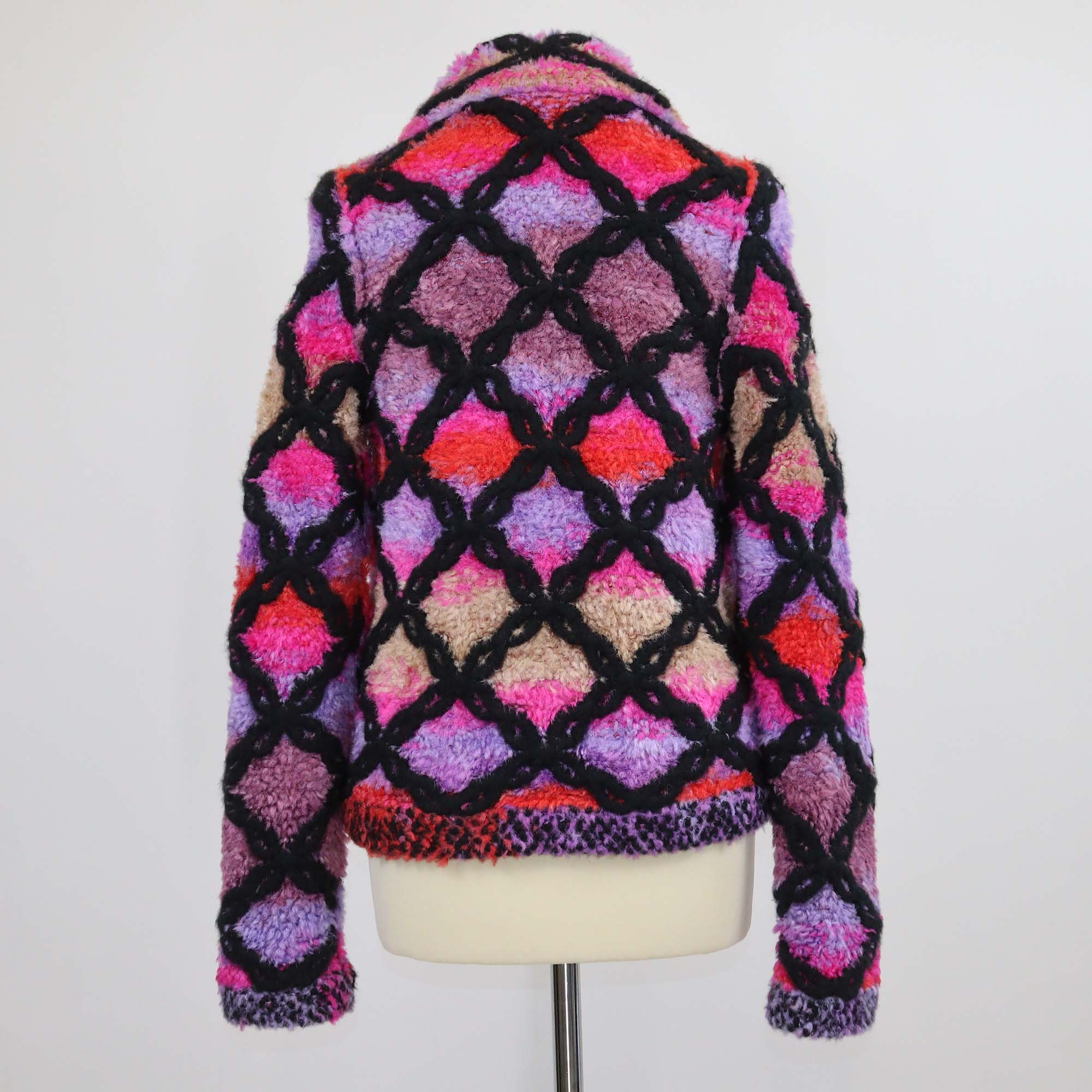 Chanel Multicolor Blend Viscose Boa Blouson Zip Jacket
