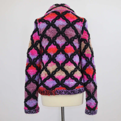 Chanel Multicolor Blend Viscose Boa Blouson Zip Jacket