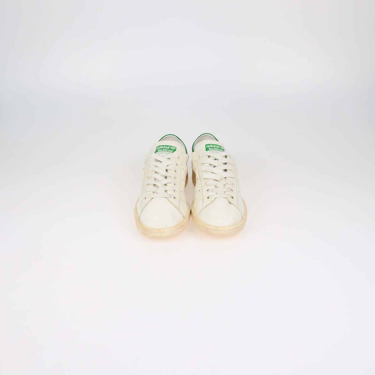 Balenciaga x Adidas Off White Leather Stan Smith Worn Out Sneakers