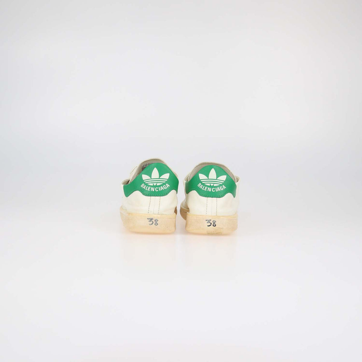 Balenciaga x Adidas Off White Leather Stan Smith Worn Out Sneakers
