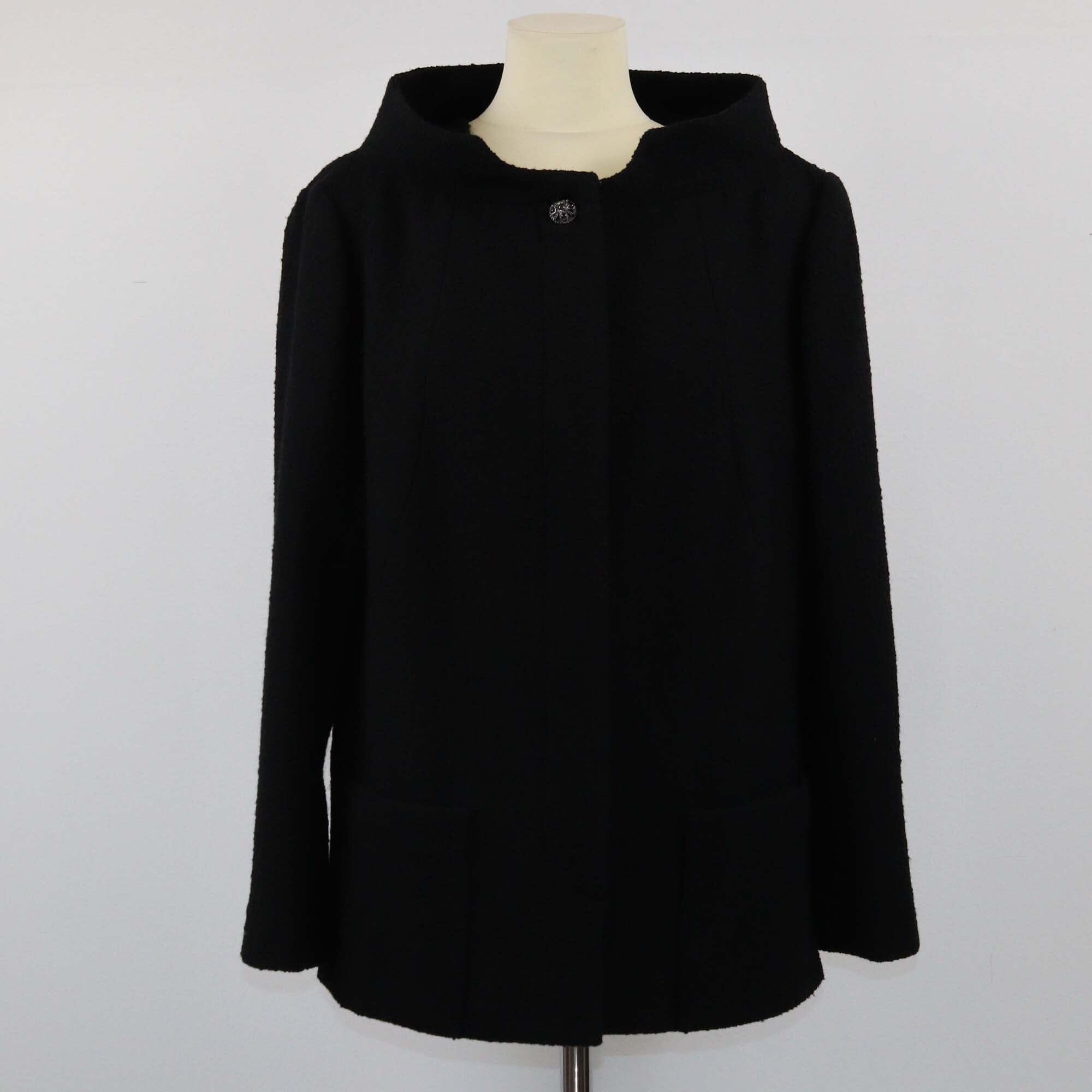 Chanel Black Tweed Collar Jacket Womens Chanel 