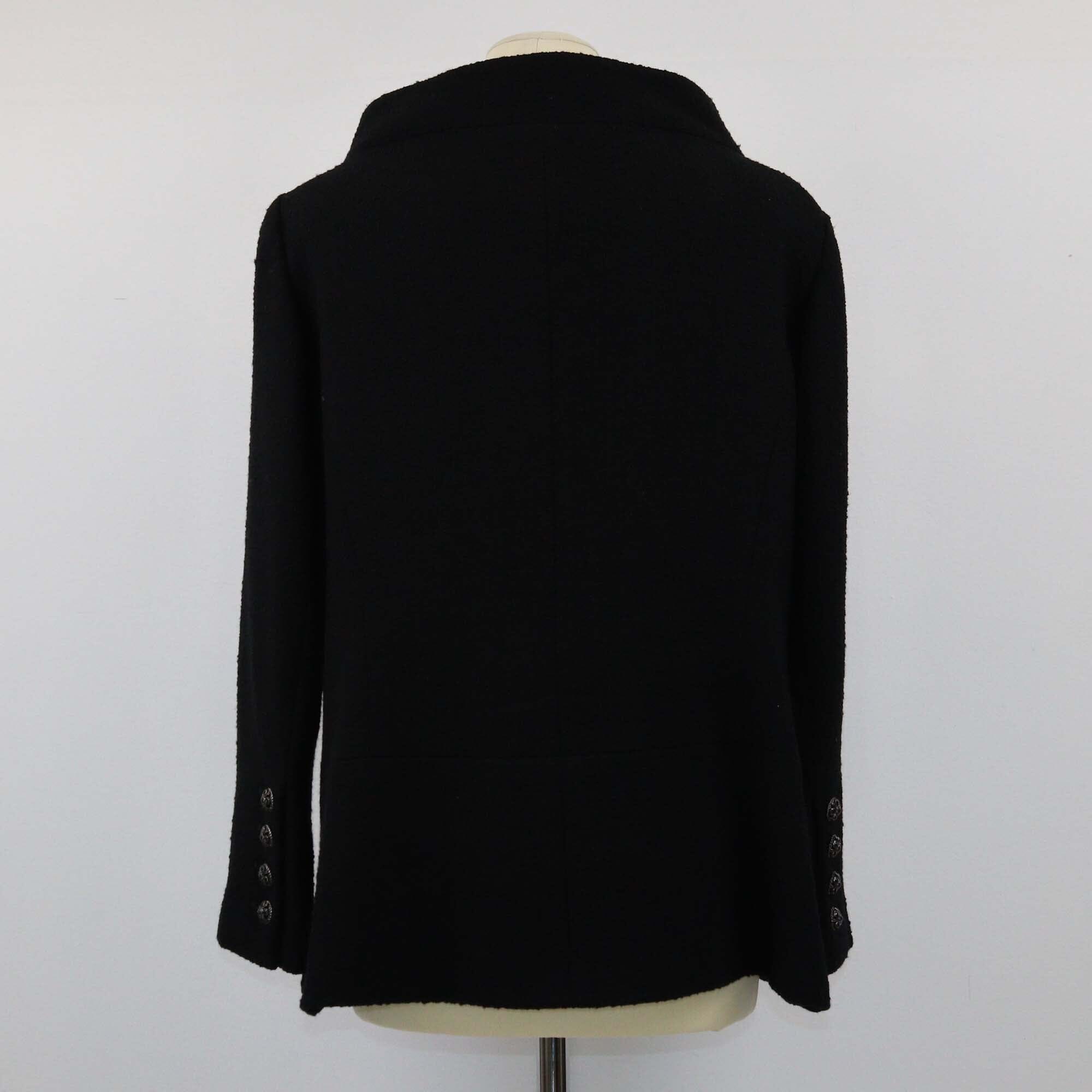 Chanel Black Tweed Collar Jacket Womens Chanel 