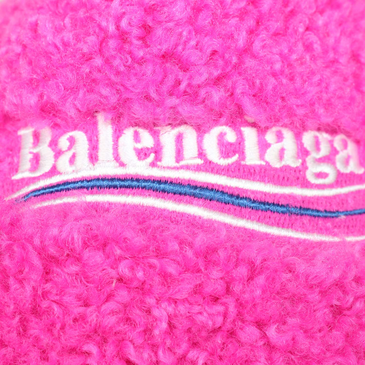 Balenciaga Fuchsia Faux Shearling Furry Flat Slides