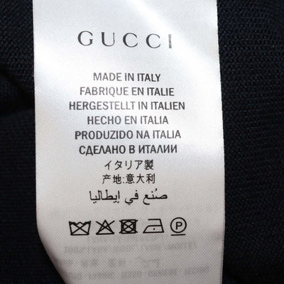 Gucci Navy Blue Wool Knitted Web Trim Cardigan