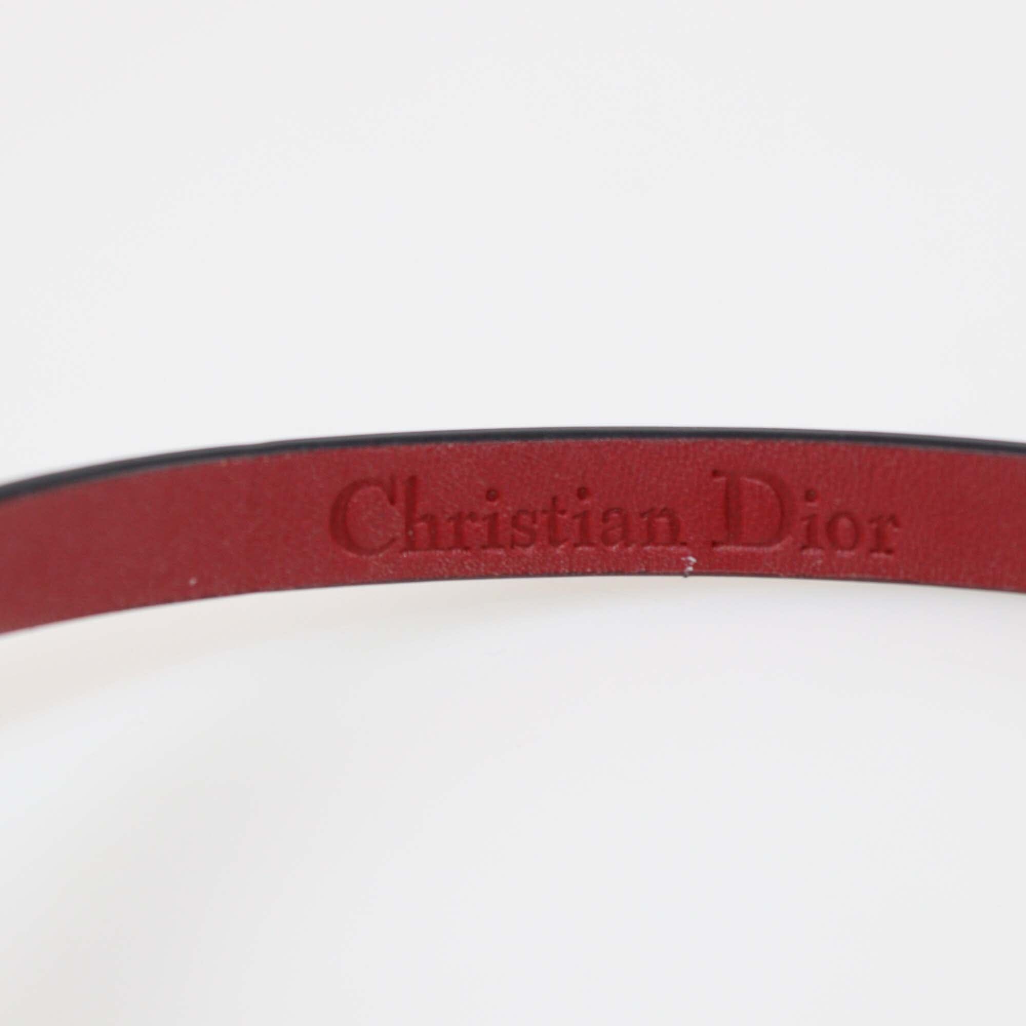 Christian Dior J'adior Red Leather Antique Gold Tone Double Tour Bracelet Womens Christian Dior 