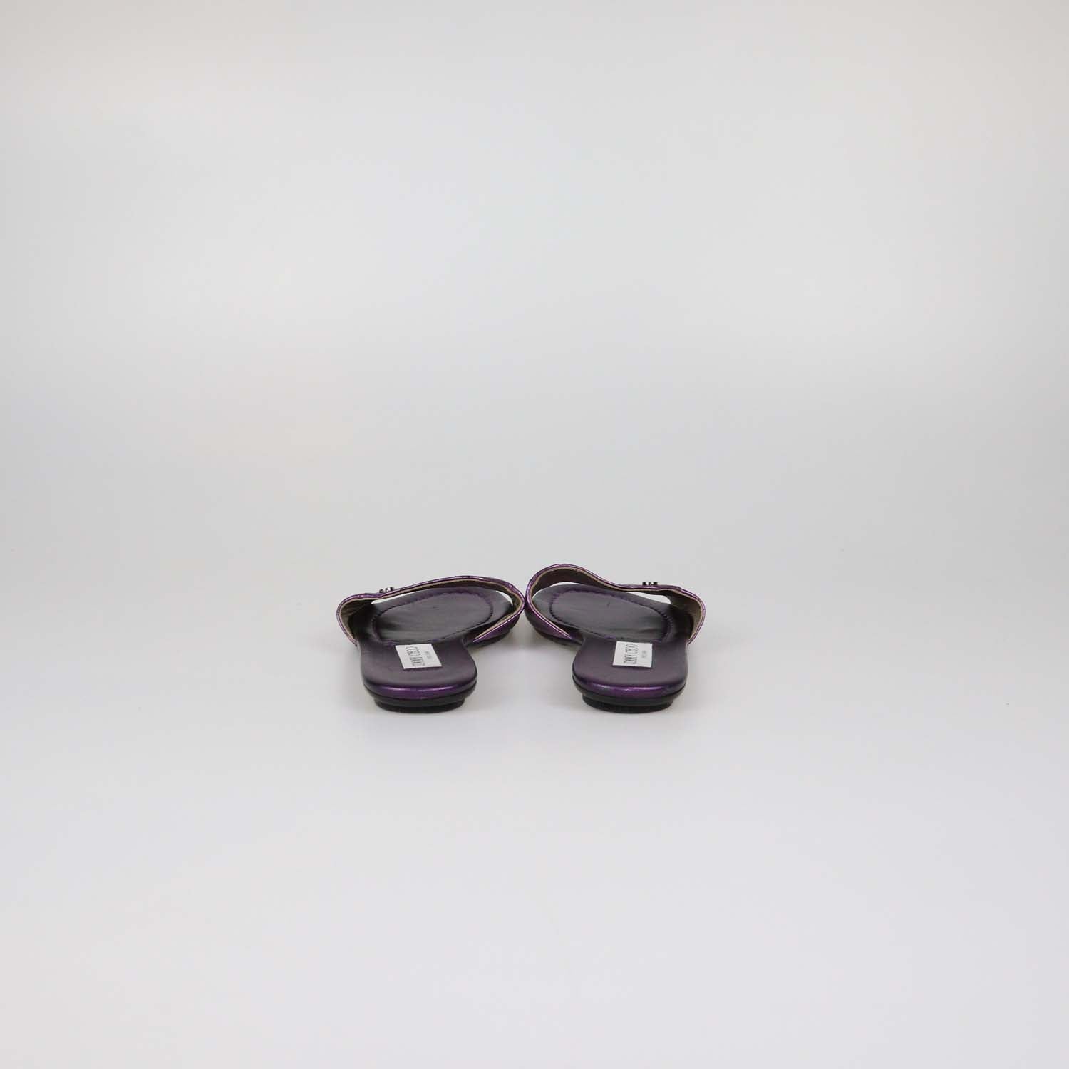 Jimmy Choo Metallic Purple Snake Embossed Leather Nanda Flat Slides