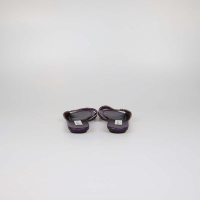Jimmy Choo Metallic Purple Snake Embossed Leather Nanda Flat Slides