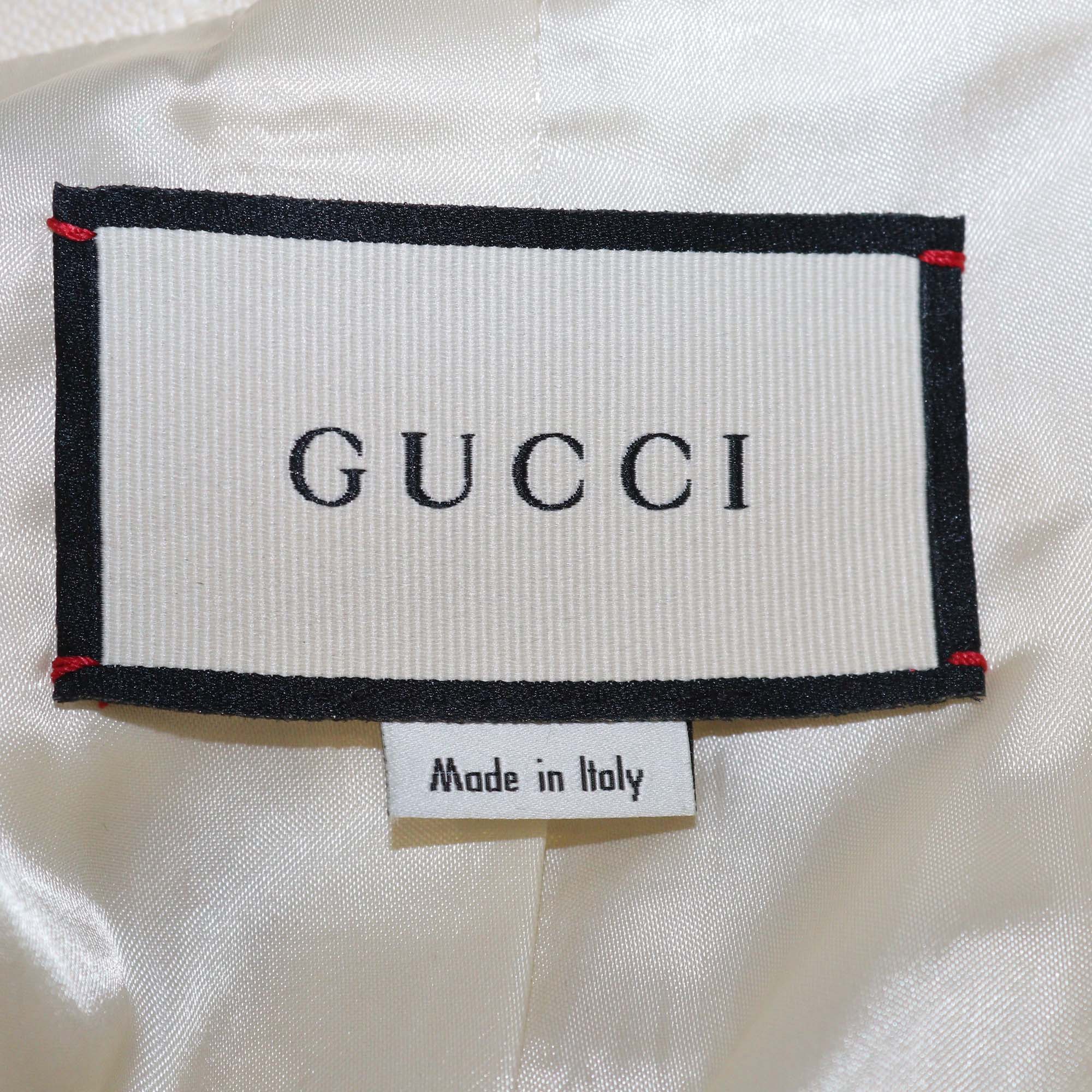 Gucci Cream Cotton & Wool Single Breasted Jacket