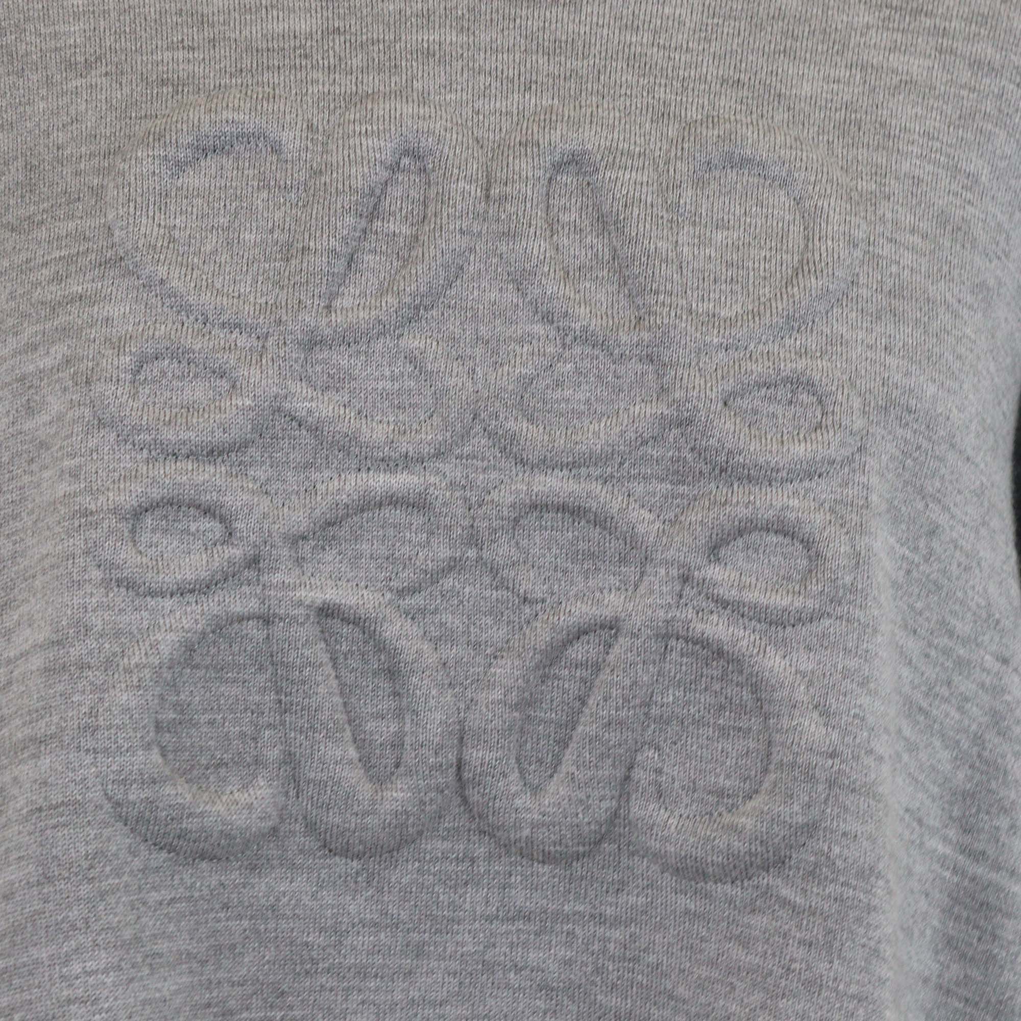 Loewe Grey Wool Anagram Embossed Crop Sweater
