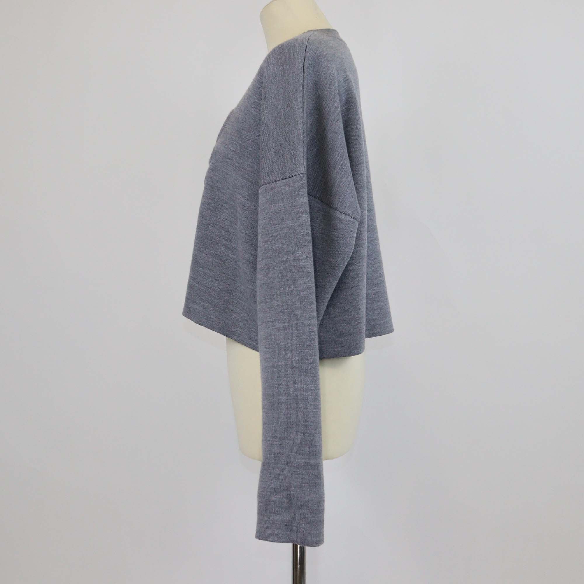 Loewe Grey Wool Anagram Embossed Crop Sweater