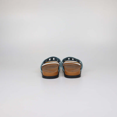 Hermes Bleu Mineral/Naturel Suede Extra Sandals