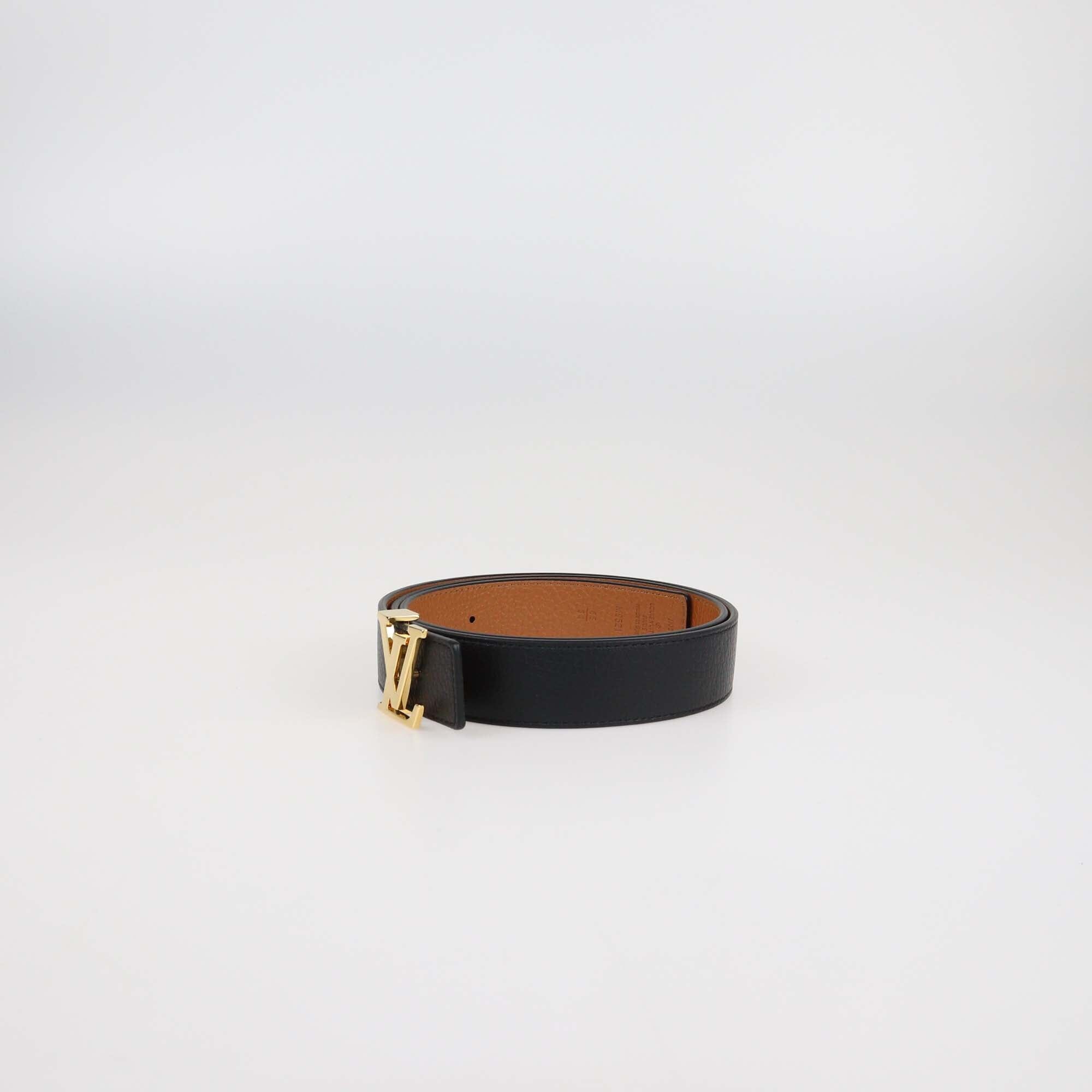 Louis Vuitton Black/Brown Leather LV Initiales Reversible Belt Womens Louis Vuitton 