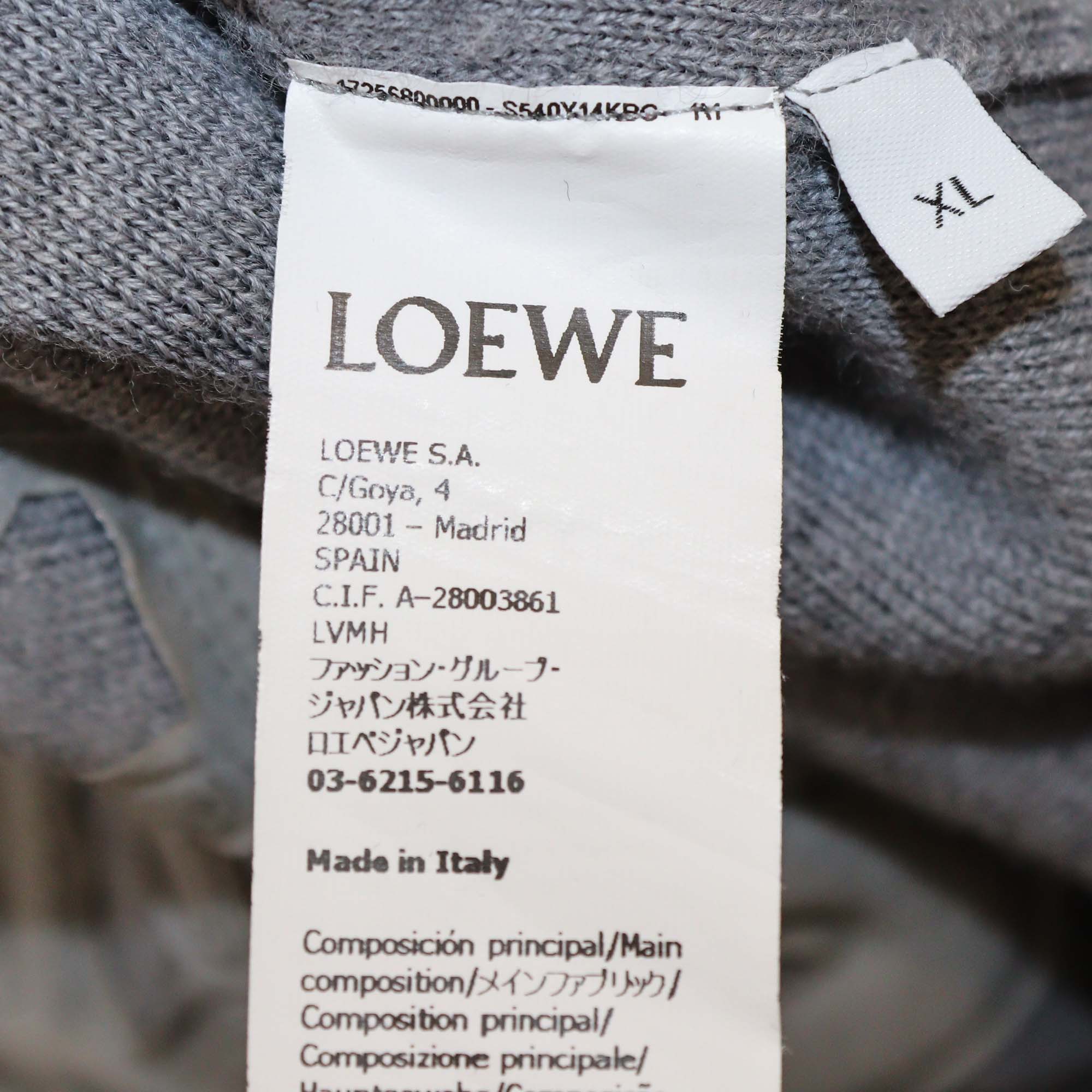 Loewe Grey Wool Anagram Embossed Crop Sweater
