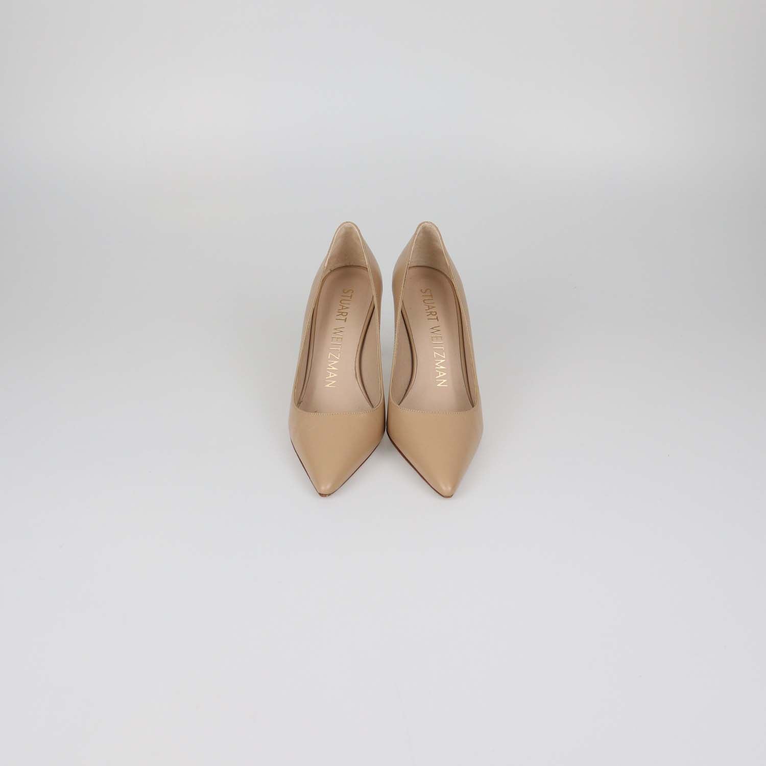 Stuart Weitzman Beige Leather Pointed Toe Pumps