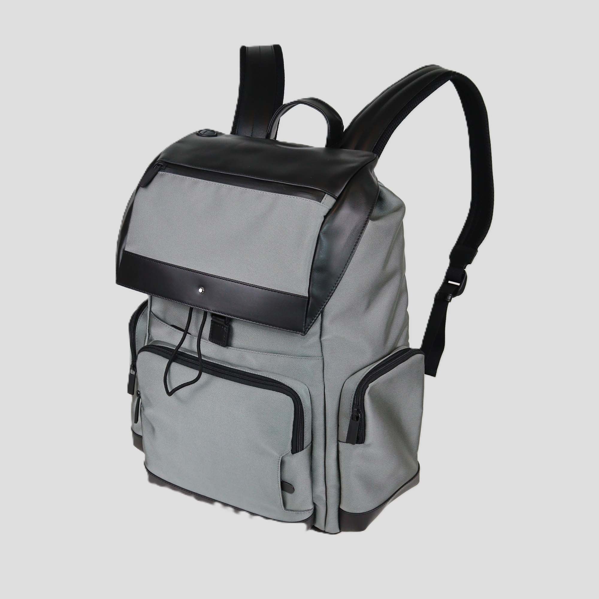 Montblanc Grey/Black Nylon and Leather Large Nightflight Backpack