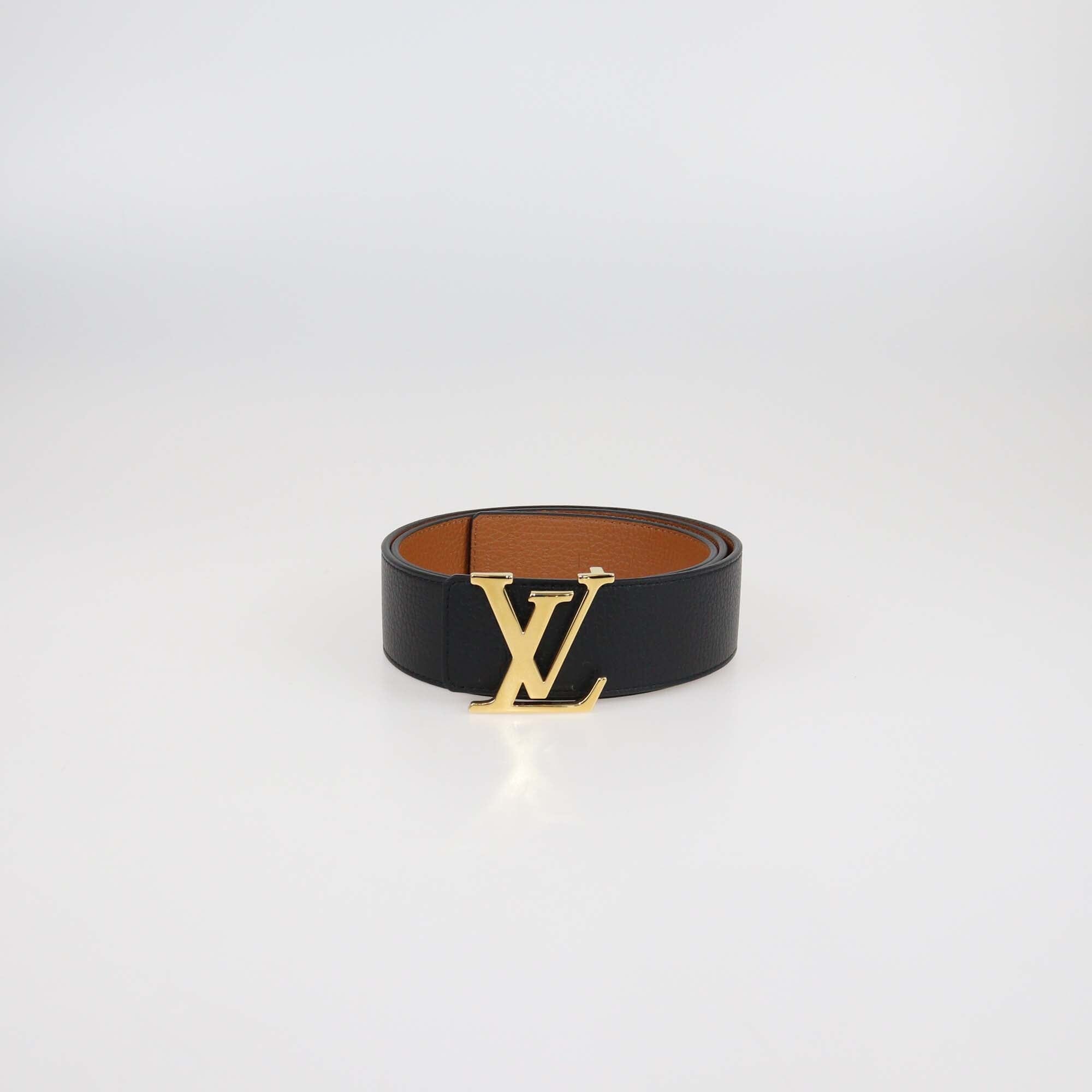 Louis Vuitton Black/Brown Leather LV Initiales Reversible Belt Mens Louis Vuitton 