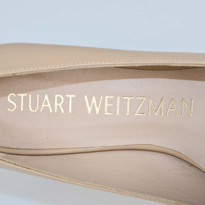 Stuart Weitzman Beige Leather Pointed Toe Pumps