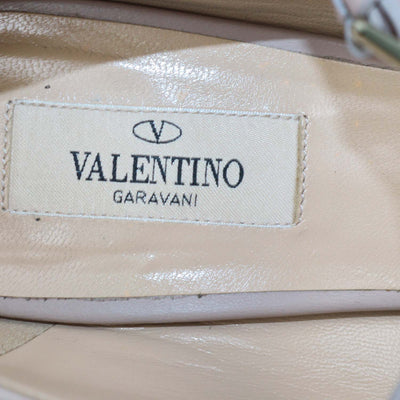 Valentino Beige Quilted Leather Rockstud Ankle Strap Cap Toe Pumps