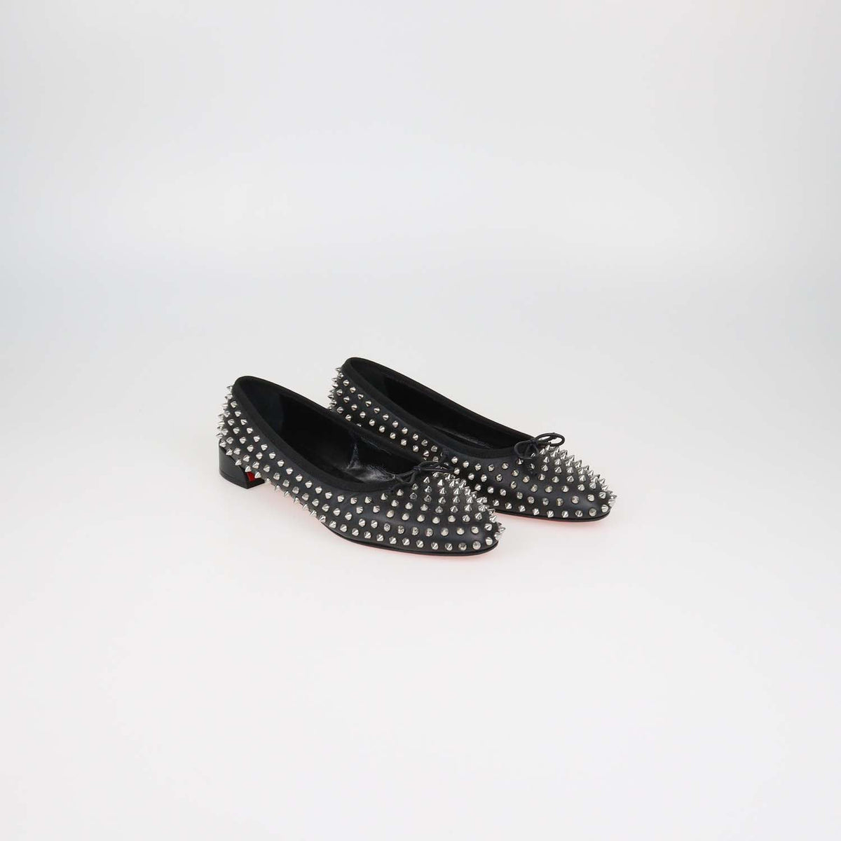 Christian Louboutin Black Leather Spiked Ballet Flats