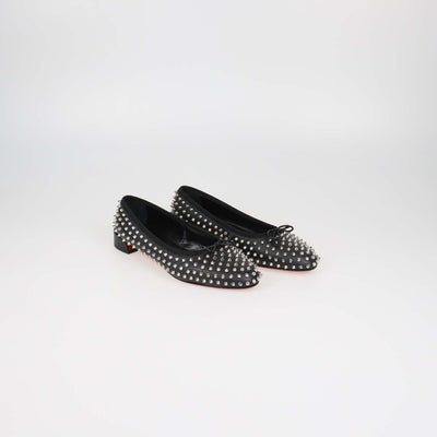 Christian Louboutin Black Leather Spiked Ballet Flats