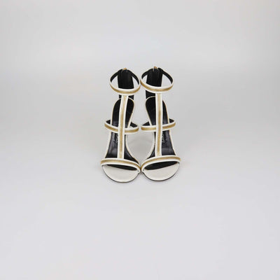 Tom Ford White Leather Zip Detail Ankle Strap Sandals