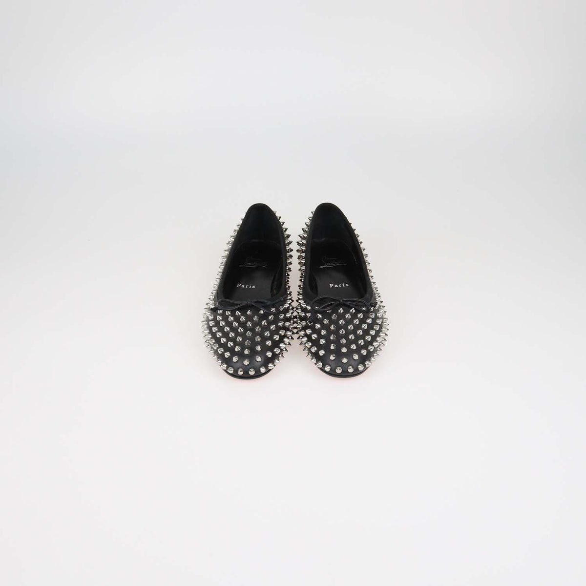 Christian Louboutin Black Leather Spiked Ballet Flats