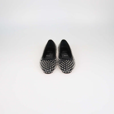 Christian Louboutin Black Leather Spiked Ballet Flats