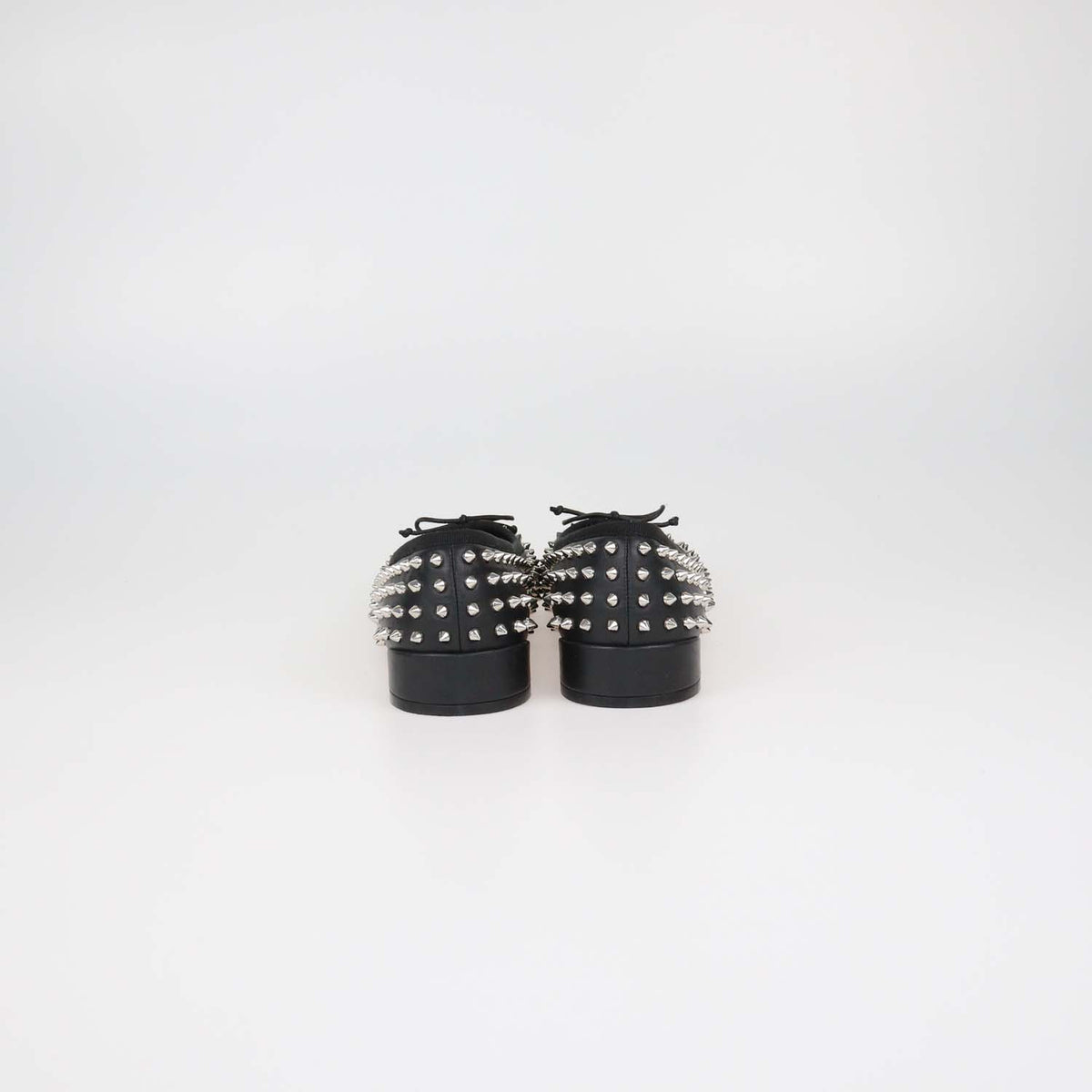 Christian Louboutin Black Leather Spiked Ballet Flats
