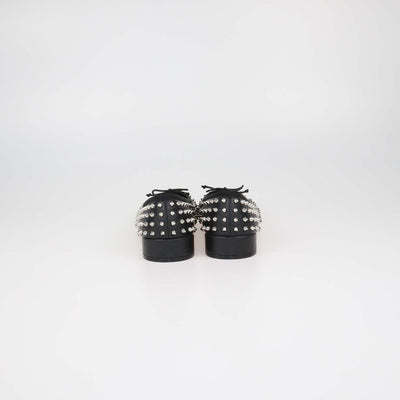 Christian Louboutin Black Leather Spiked Ballet Flats