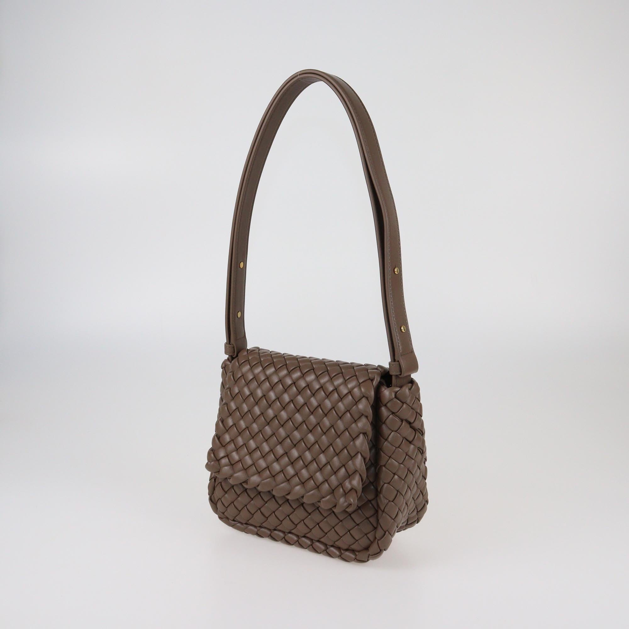 Bottega Veneta Brown Padded Intrecciato Mini Cobble Shoulder Bag Womens Bottega Veneta 
