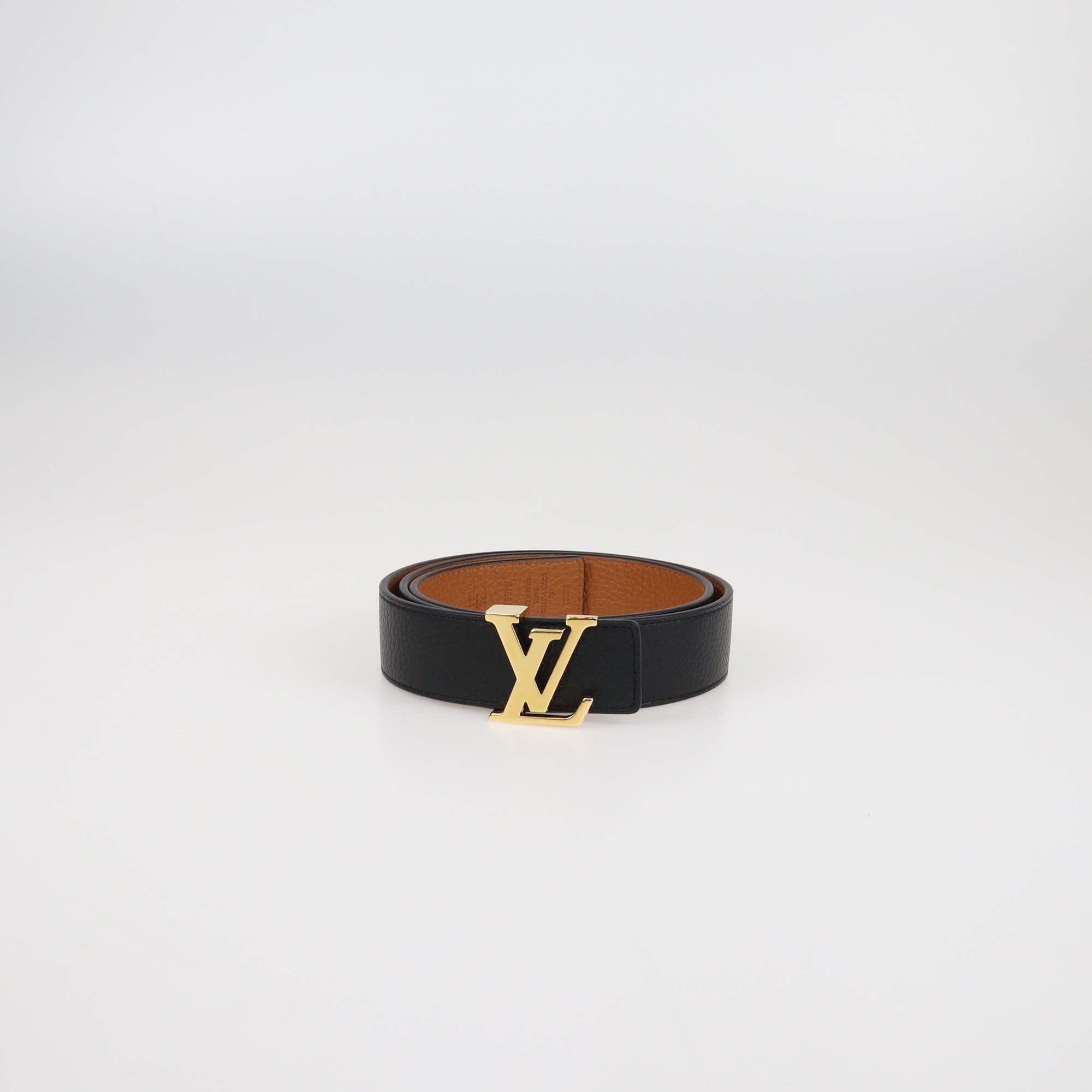 Louis Vuitton Black/Brown Leather LV Initiales Reversible Belt Womens Louis Vuitton 