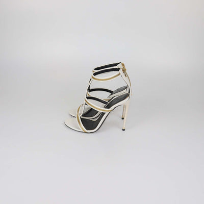 Tom Ford White Leather Zip Detail Ankle Strap Sandals