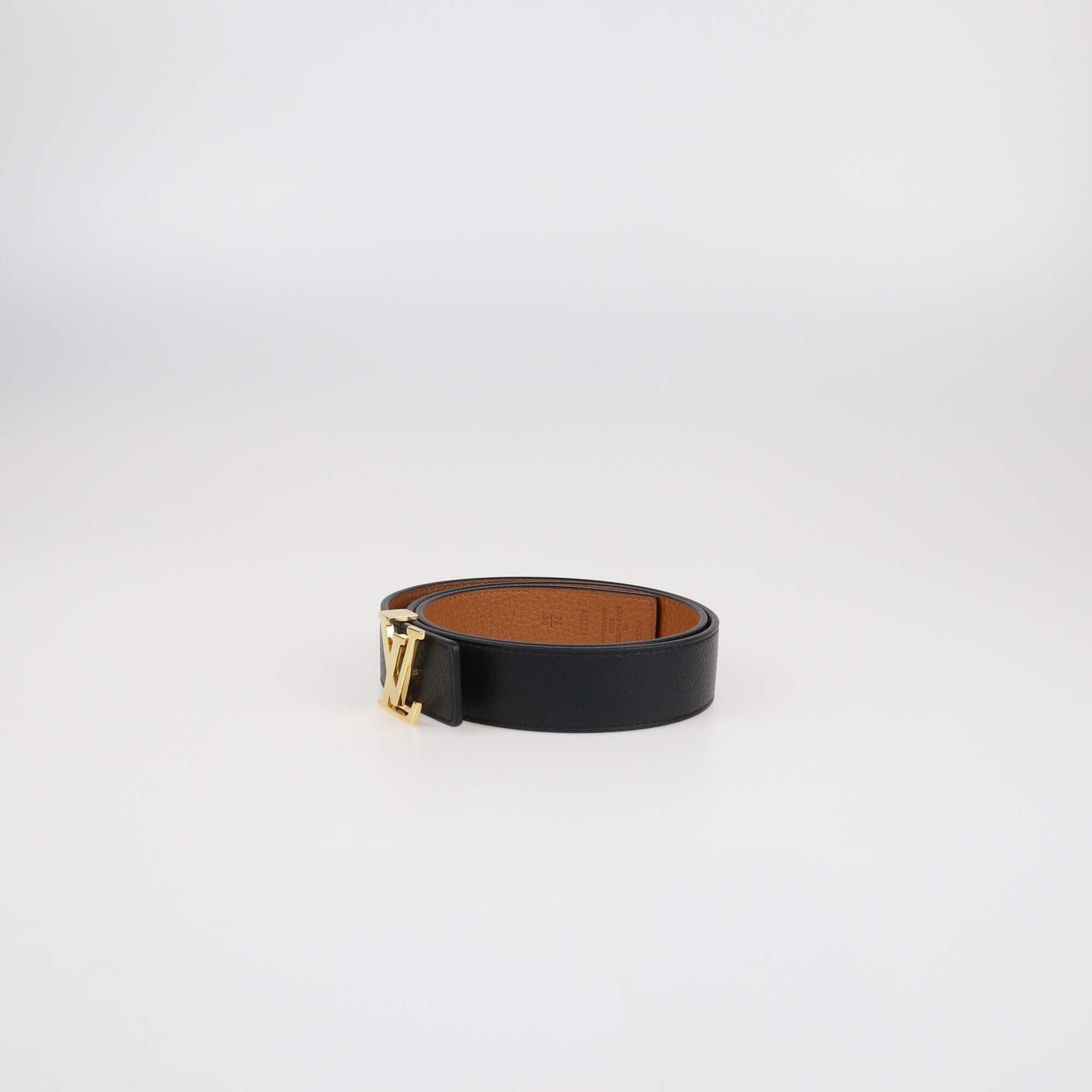 Louis Vuitton Black/Brown Leather LV Initiales Reversible Belt Womens Louis Vuitton 