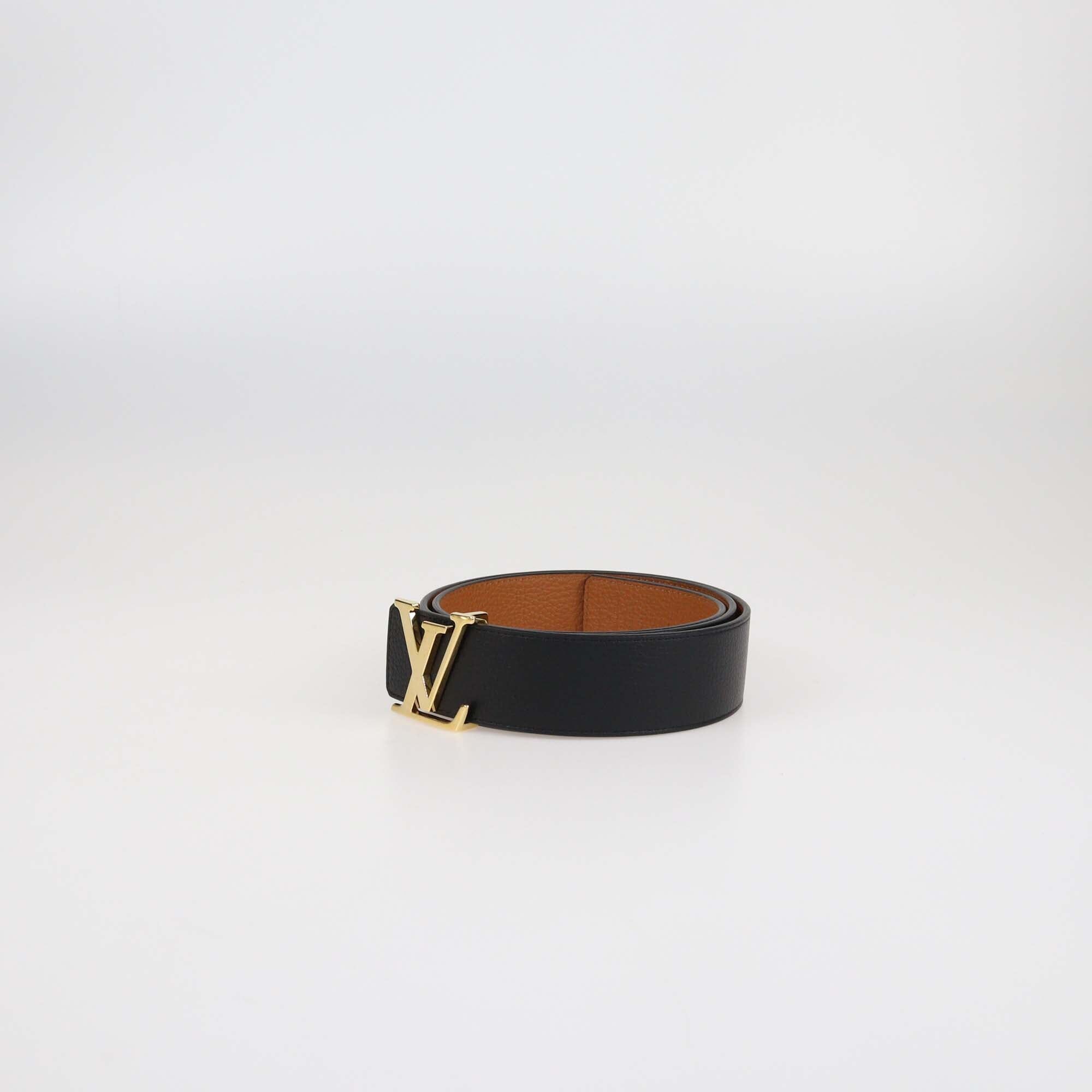 Louis Vuitton Black/Brown Leather LV Initiales Reversible Belt Mens Louis Vuitton 