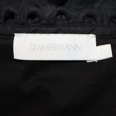 Zimmermann Black Linen Scallop Detail Off-Shoulder Crop Top