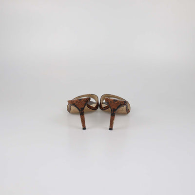 Jimmy Choo Brown/Black Python Embossed Leather Stacey Mules
