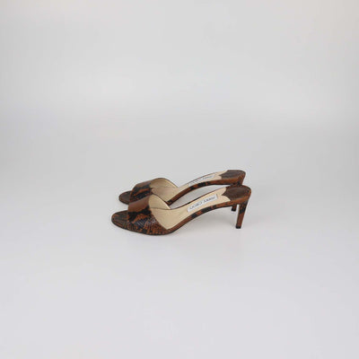 Jimmy Choo Brown/Black Python Embossed Leather Stacey Mules